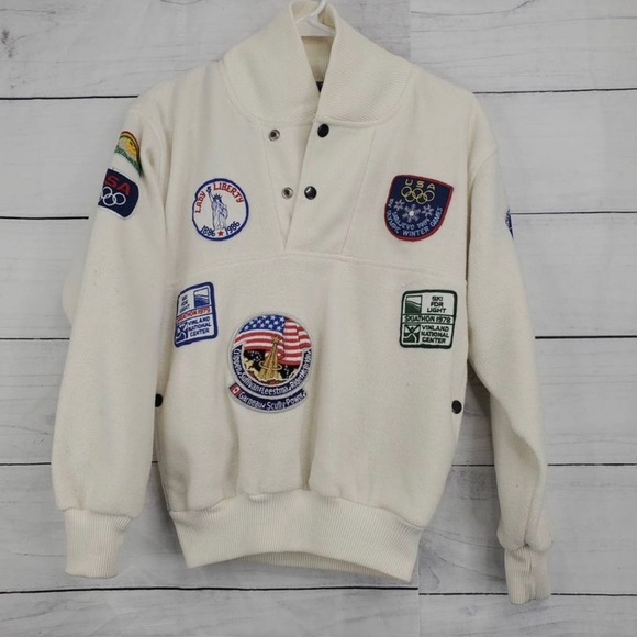 Vintage USA 80's Winter Sports Patch Pullover Olympics - Picture 1 of 6